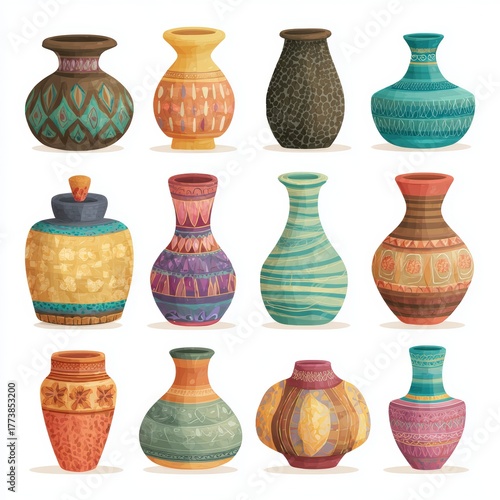 A collection of various decorative vases in different colors and shapes, perfect for adding a touch of elegance to any interior design.