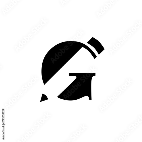 A smart, abstract logo combining the letter 'G' with a pencil, symbolizing creativity, writing, education, design, or content. Ideal for agencies, writers, or graphic studios. Clean and minimal.
