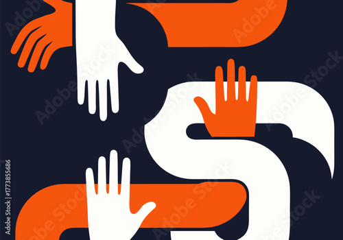Abstract Orange and White Hands Forming a Symbolic Gesture of Unity and Support