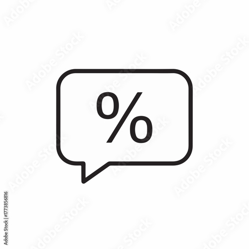 Percentage symbol in chat bubble showcasing discount offers available for clients. Concept of percentage symbol to demonstrate sales, promotions, and reduced prices, representing business strategy.
