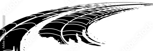 Tuck or SUV tire track, shabby imprint of car wheels, tire track of offroad car, road dirt and tire print, race sport.