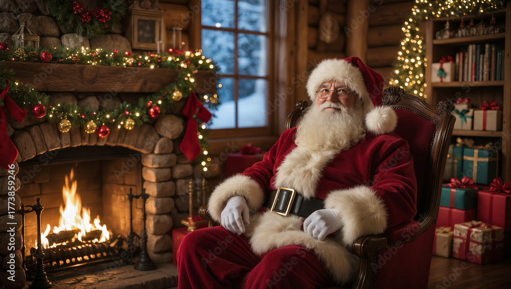 Obraz premium santa claus with christmas gift