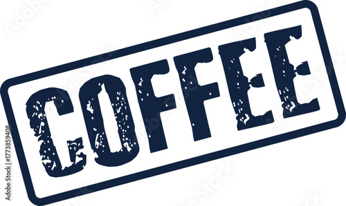 Coffee word on a dark grunge rectangle stamp mark for popular morning beverages
