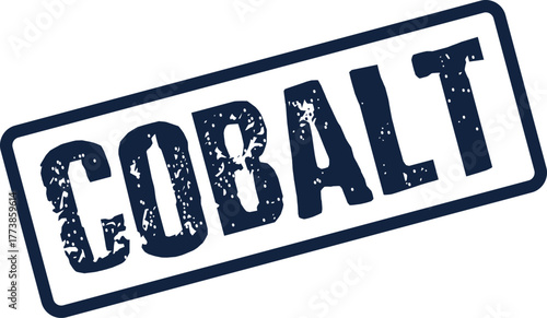 Cobalt chemical element name distressed rectangle stamp mark representing a valuable industrial substance