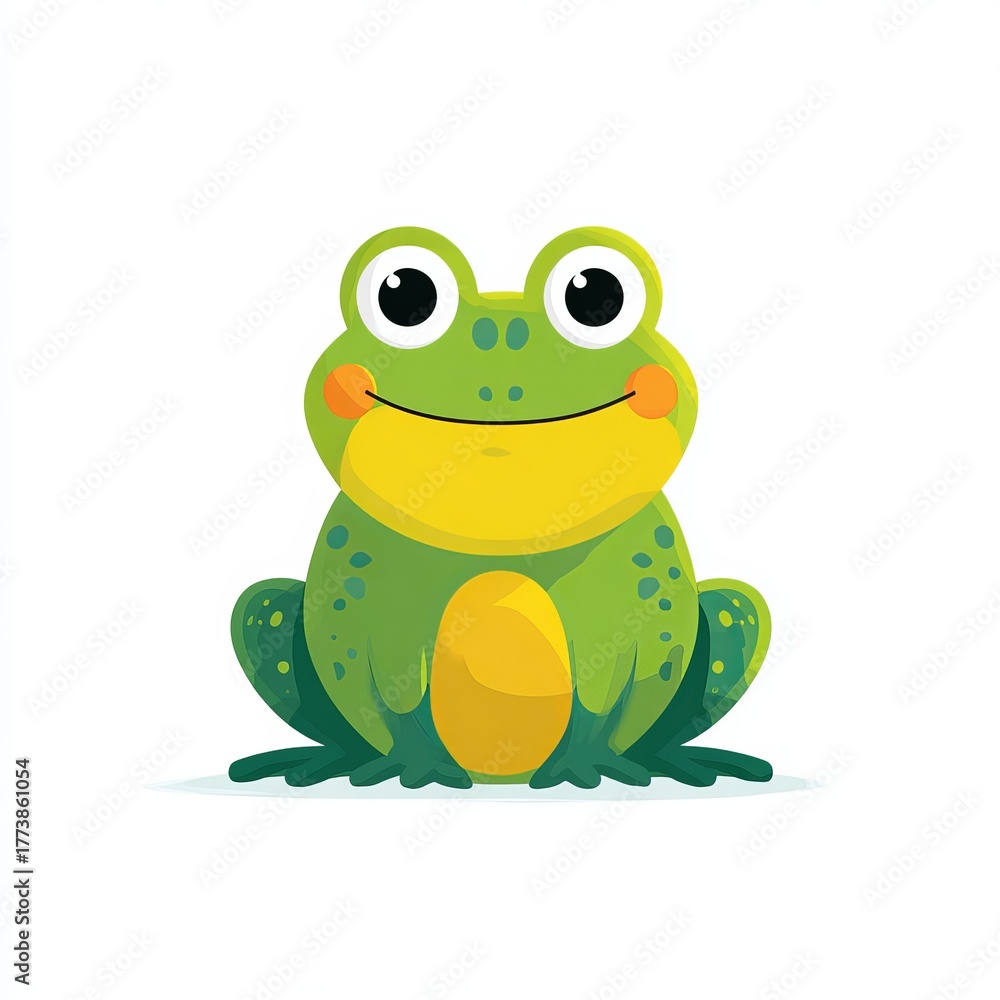 Obraz premium A cute green frog with a smiling expression