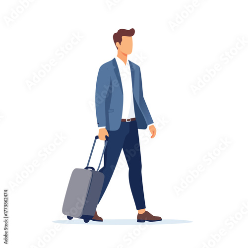 Man with Suitcase Vector Illustration