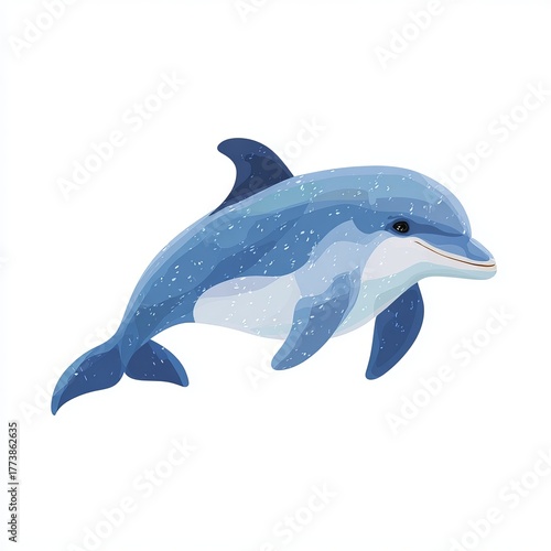 A beautiful dolphin with a friendly smile, swimming in the ocean, it's a happy and playful creature