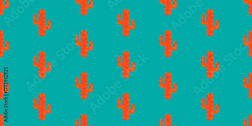 Botany poster with geometric pattern. Summer mexican banner with cactus icons. Geometric banner of desert plant, mexican festival, vector illustration