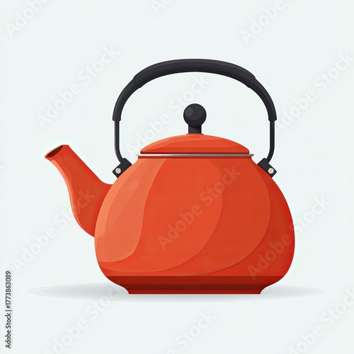 A vibrant red kettle with a sleek, modern design, ideal for brewing hot beverages. Featuring a sturdy black handle and a subtle spout, it is ready for a warm drink