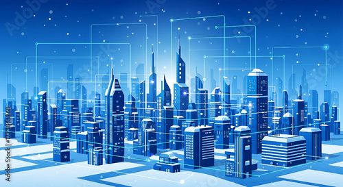 Futuristic Cityscape Illustration of a Smart Urban Environment