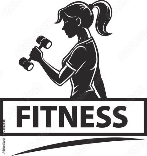 Silhouette of a woman lifting dumbbell isolated on white background