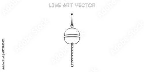 Japanese suikinkutsu water harp bell one line illustration