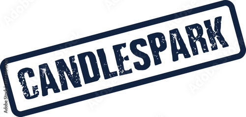 CANDLESPARK brand name on a dark blue distressed vintage rubber stamp impression