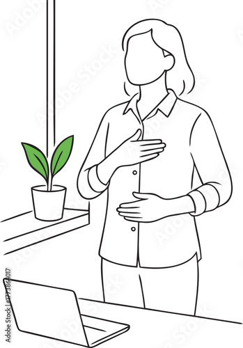 Mindful Breathing Exercise Line Art