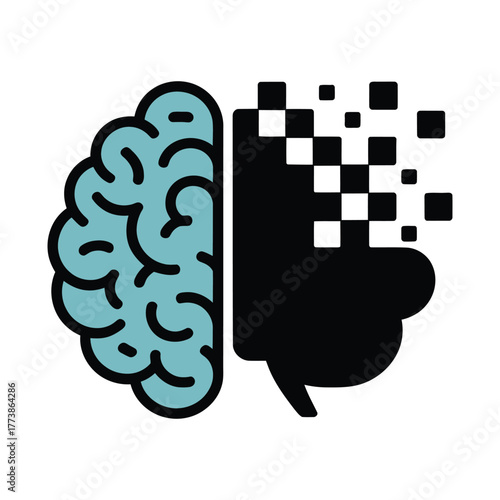 Brain dissolving into digital pixels