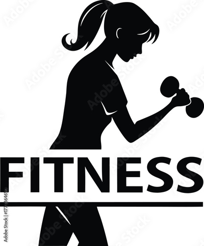 Silhouette of a woman lifting dumbbells fitness isolated on white background