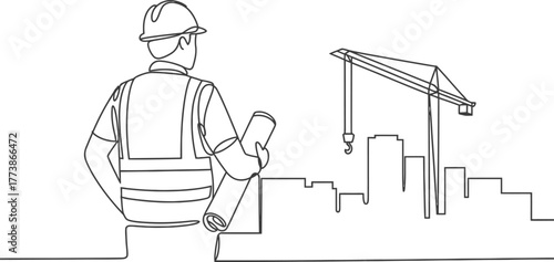 Engineer construction building architecture crane project development plan