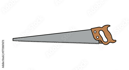 Hand saw isolated on white background, a tool for cutting wood, plastic, or metal with a toothed blade