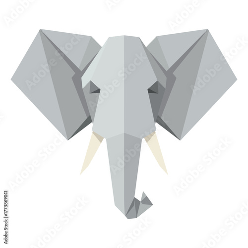 Flat Design Origami Elephant Face