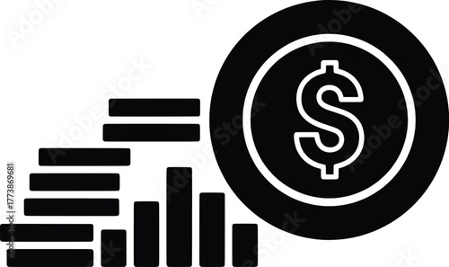 Financial Growth A Vector Illustration of Stacked Coins Depicting Investment and Economic Progress, Symbolizing Wealth Accumulation and Business Success in a Minimalist Design