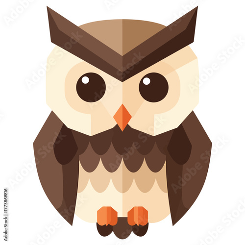 Minimal flat design illustration of an owl, ideal for logo, education, or animal-themed projects.