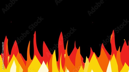2D cartoon style motion graphics of a burning fire, a fire situation that causes heat.