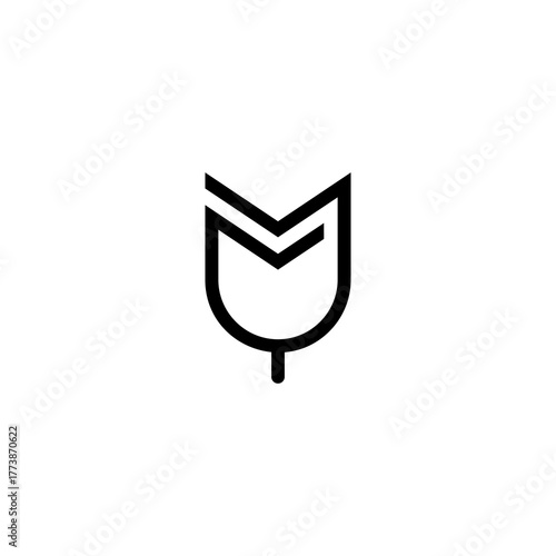 abstract double M logo, simple floral design