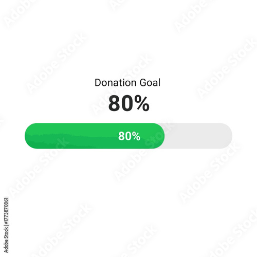 Visualizing fundraising progress A clean 80% donation goal bar displaying campaign status for online charity initiatives and community support efforts
