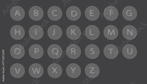 Liquid Glass Effect All Alphabet A–Z in Circular Design on Dark Background