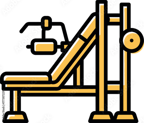 Yellow weight machine exercise vector