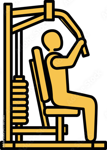 Person using a chest press machine in a gym vector