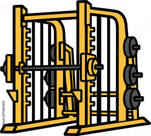 Yellow smith machine in a gym vector