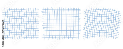 Retro wallpapers set. Notebook Texture. Distorted lines patterns. Hand drawn vintage banners in style of 60s, 80s, 70s. Hippie design with fluid liquid lines, warped grid. Vector illustration