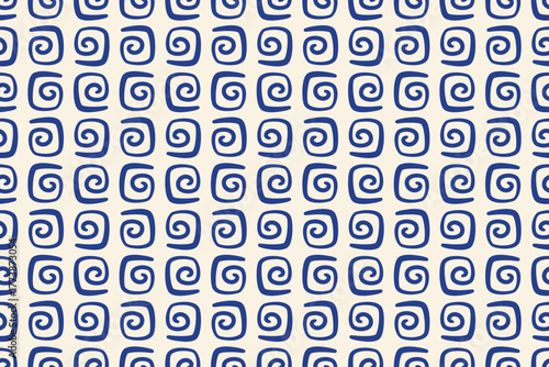 La dolce vita Wallpaper. Boho texture. Mediterranean Seamless pattern. Hand drawn mosaic design with spirals. Vector for textile, interior, branding, prints