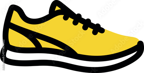 Yellow running shoe vector