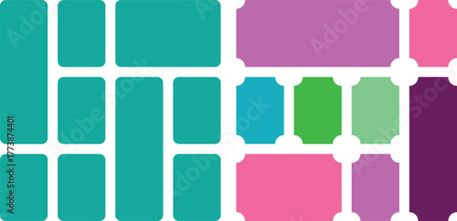 Colorful Assortment of Flat Geometric Shapes and Labels