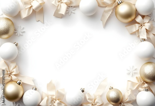 Luxurious Christmas Frame With Gold Ribbons And BAubles