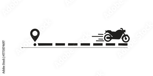 Motorbike delivery tracking route icon vector, fast shipping and location concept illustration.