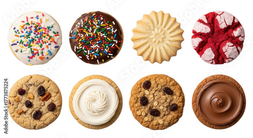 Assorted baked sweet treats isolated on a transparent background
