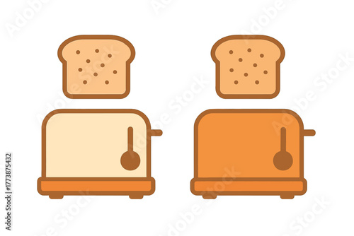 Stylized toasters with slices of bread popping out ready for breakfast or snack time