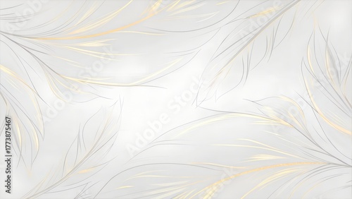 White Feather Luxury Texture Background 8K Seamless Gold
