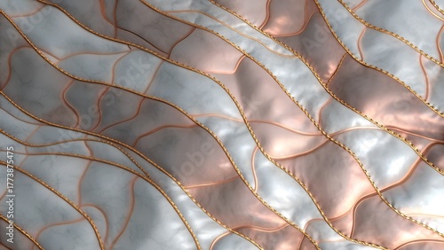 Silk Wave Texture Background 8K Seamless Gold Stitching