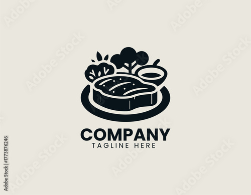 Perfectly Grilled Sirloin Steak Dinner Elegantly Served on a White Plate with Fresh Green Broccoli Vector Illustration