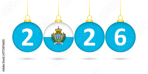 San Marino Flag Christmas Balls 2026 Decoration.