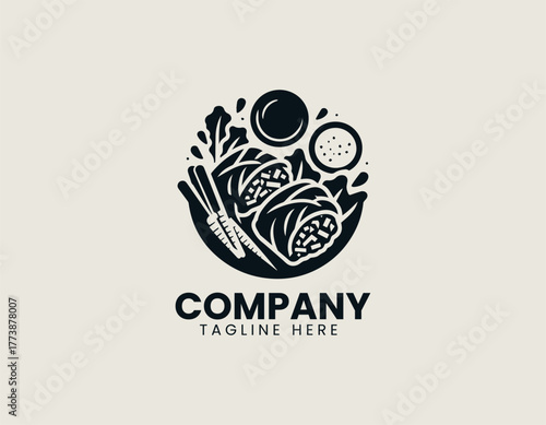 Traditional Eastern European Cabbage Rolls Dish Elegantly Served on a Round Plate with Dipping Sauces Vector Illustration