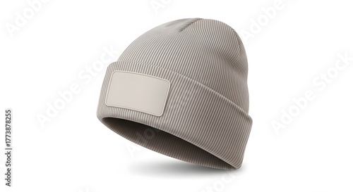 Vector mockup of a winter beanie hat in neutral winter color palette
