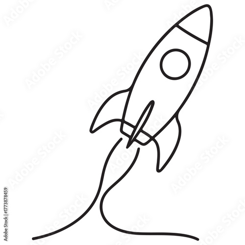 Dynamic rocket spaceship launch line icon vector