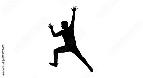 Dynamic silhouette of a climber reaching new heights, symbolizing ambition and overcoming challenges, perfect for fitness brands and motivational content