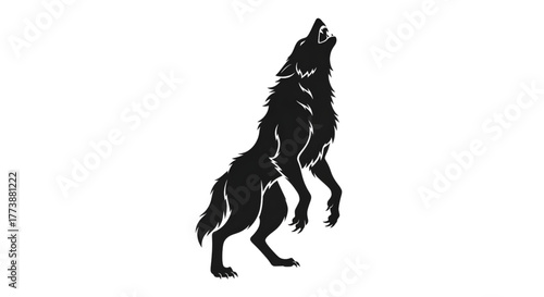 Dramatic howling wolf silhouette against white background, perfect for logos, branding, and powerful visual statements