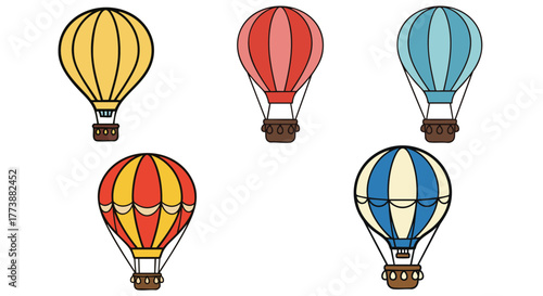 Colorful hot air balloons floating in the sky creating a whimsical and fun feeling